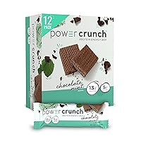 Power Crunch Protein Wafer Bars, High Protein Snacks with Delicious Taste, Chocolate Mint, 1.4 Ounce (12 Count)