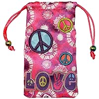 Amzer Universal Drawstring Bag Case Cover Pouch for Mobile Phone, MP3 Players, iPod, Electronics and Accessories - Retail Packaging - Peace and Love