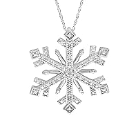 Mother's Day Gift For Her 925 Sterling Silver Diamond Necklace with Snowflake Pendant Necklace for Women