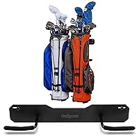 GoSports Wall Mounted Golf Bag Storage Rack - Holds 2 Golf Bags, Black