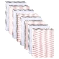 16 Pack Super Soft Baby Burp Cloths, Baby Washcloths, Ultra Absorbent Large Newborn Burping Cloth for Boy and Girl, Milk Spit Up Rags, Unisex for Baby Sensitive Skin, Pink and White, 16 × 12 Inch