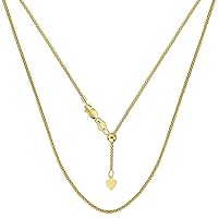 Jewelry Affairs 14k Yellow Real Gold Adjustable Popcorn Link Chain Necklace, 1.3mm, 22