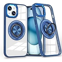 All In 1 Magnetic Stand Clear Case for iPhone 14 Case Protective,[Compatible with MagSafe] [Foldable 360° Invisible Ring Stand] [Compatible with Magnetic Car Mount],Phone Case iPhone 14 Cases (Blue)