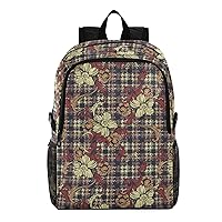 ALAZA Beautiful Flower Plaid Lightweight Packable Travel Hiking Backpack