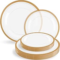 Blue Sky Contrast Collection Clear With Gold Rim Combo Plate Set - (7