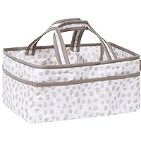 Sydney Storage Caddy-Dalmatian Dot Body and Handles, Dalmatian Dot Lining, Solid Gray Trim, Grays, White, Two Handles, 12 in x 6 in x 8 in