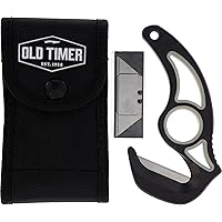 Old Timer Replaceable Blade Gut Hook with Interchangeable Razor Blades, TPE Grip Handle, and Lightweight Construction for Hunting, Skinning, Field Dressing, Meat and Wild Game Processing, and Outdoors