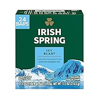 Irish Spring Icy Blast Bar Soap for Men, Mens Soap, Smell Fresh and Clean 12 Hours, Men Bars Washing Hands Body, Mild Skin, Recyclable Carton, 24 Pack, 3.7 Oz