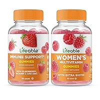 Lifeable Immune Support + Women's Multivitamin, Gummies Bundle - Great Tasting, Vitamin Supplement, Gluten Free, GMO Free, Chewable Gummy