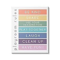 Stupell Industries Bold List of Playroom Rules Kids Rainbow Stripes, Designed by Anna Quach Canvas Wall Art, 16 x 20, Multi