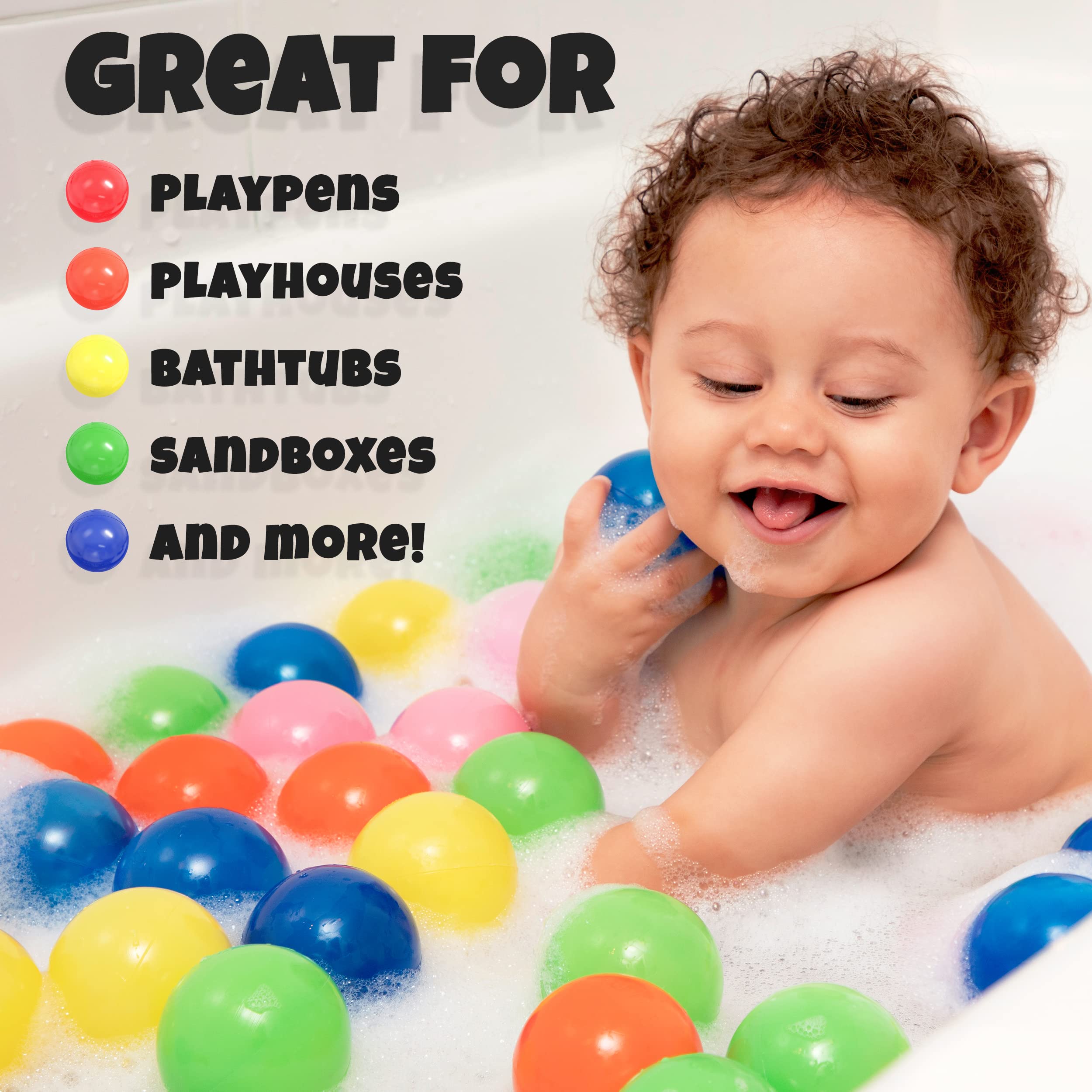 Click N' Play Plastic Balls for Ball Pit, Phthalate & BPA Free, Crush Proof Play Balls for Ball Pit, Pit Balls in Assorted Colors in Reusable and Durable Storage Mesh Bag with Zipper | 200, 1000 count