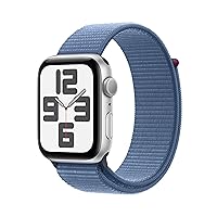 Watch SE (2nd Gen) [GPS 44mm] Smartwatch with Silver Aluminum Case with Winter Blue Sport Loop. Fitness & Sleep Tracker, Crash Detection, Heart Rate Monitor, Carbon Neutral