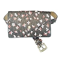 Michael Kors Women's Belt Bag Waist Pack, Floral, Brown Logo, Small/Medium