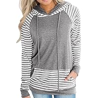Womens Hooded Sweatshirt Pullover Hoodie Striped Sweaters Long Sleeve Shirts