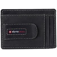 Alpine Swiss Dermot Mens RFID Safe Money Clip Front Pocket Wallet Leather Comes in Gift Box Charcoal