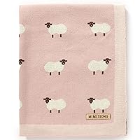 mimixiong Baby Blanket Knit 100% Cotton Toddler Blankets for Boys and Girls with Cute Sheep Grey Size 30 x 40 inches Pink