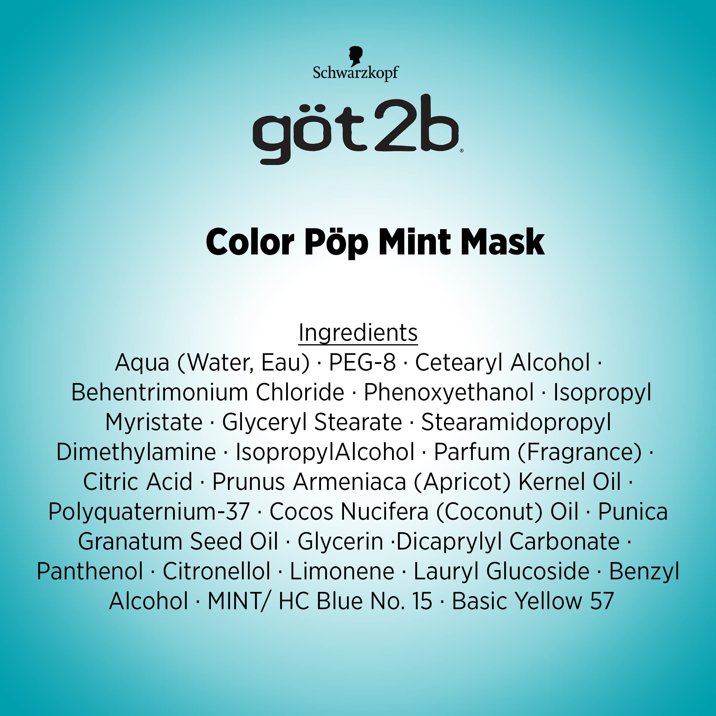 Got2B Color Pop Semi-Permanent Hair Color Mask, Mint, 5.1 oz