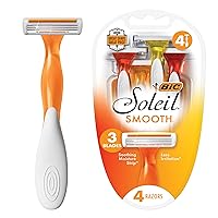 BIC Soleil Smooth Women's Disposable Razors, 3 Blades With Moisture Strip For a Silky Smooth Shave, 4 Count (Pack of 6) (24 Razors)