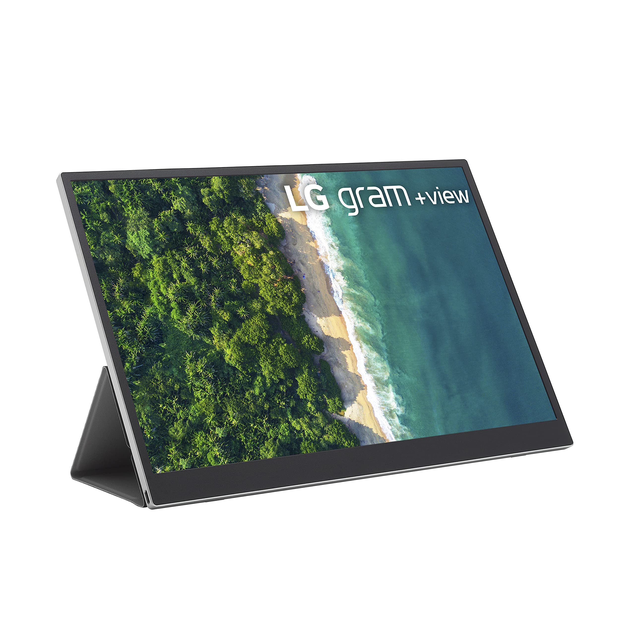 LG Gram +View 16 Inch Portable WQXGA (2560 x 1600) IPS Monitor, 16:10 Aspect Ratio, DCI-P3 99% Color, USB-C Connectivity, Landscape & Portrait Orientation, with Folio Cover/Stand (16MQ70.ADSU1)