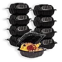 Mineral Filled Polypropylene Plastic Hinged Take Out Food Containers, 6x6x3, Vented Single Compartment, Black, 50 Pack