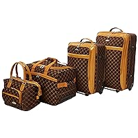 American Flyer Luggage Signature 4 Piece Set, telescoping_handle, Chocolate Gold, One Size