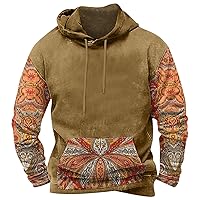 Mans Western Aztec Ethnic Print Hoodie Plus Szie Tribal Graphic Sweatshirts Vintage Hoody Pullover With Pocket