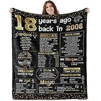 18th Birthday Decorations for Girls Boys Happy Birthday Gifts for 18 Year Old Girls Boys Teen Girls Gifts Ideas for Daughter Sons Sister Bestie Soft Throw Blanket Back in 2006-60x50 Inch - Gold