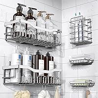 Adhesive Shower Caddy, 5 Pack Stainless Steel Bath Organizers With No Drilling, Large Capacity Rustproof Shelves for Bathroom Storage & Home Decor
