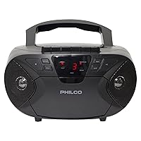 Portable Bluetooth Boombox with CD and Cassette Player | Cassette Recorder | Connect to Headphones | CD Player is Compatible with MP3/WMA/CD-R/CD-RW CDs | 3.5mm Aux Input | AC/Battery Powered