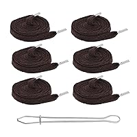 Dark Brown Flat Drawstring Cord Drawstring Replacement, 6 PCs 55 Inch Drawcord Replacement Drawstring Threader, Draw Cord Hoodie String Replacement