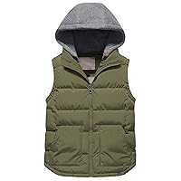 Pursky Girl's and Boy's Warm Puffer Vest Coat Water Resistant Sleeveless Jacket With Detachable Hood for 6-14Y