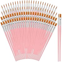 200 Pcs Paint Brushes for Kids Bulk Acrylic Paint Brush with Flat and Round Pointed Oil Watercolor Artist Painting Brushes for Craft Paint Class(Pink)