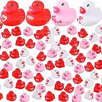 Jerify 100pcs Valentines Day Rubber Ducks Mini Heart Rubber Ducks Christmas Ducks Bathtub Pool Toys for Valentines Party Favors Birthday Goodie Bag Fillers Gift (heart)