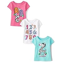 The Children's Place Girls' and Toddler School Days Short Sleeve Graphic T-Shirts,multipacks