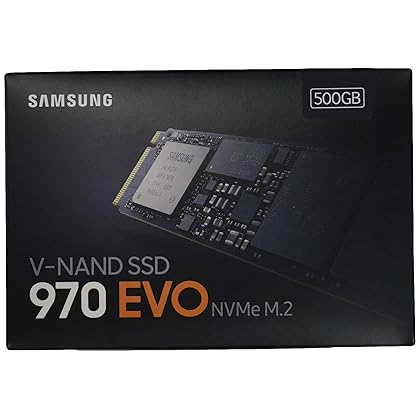 SAMSUNG (MZ-V7E500BW) 970 EVO SSD 500GB - M.2 NVMe Interface Internal Solid State Drive with V-NAND Technology, Black/Red