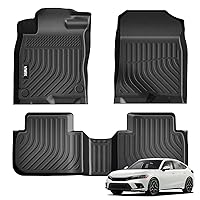 Floor Mats Fit for Honda Civic 2022 2023 2024 Without USB, Car Mats All Weather Custom Floor Liners Full Set 1st and 2nd Row, TPE Automotive Accessories for Civic Without USB Odorless Non-Slip