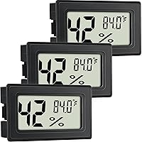 Indoor Hygrometer Thermometers 3 Pack Humidity Meters Gauge Mini Digital Thermometer Hygrometer with Fahrenheit (℉) for Humidors, Refrigerator, Greenhouse, Garden, Cellar, Closet