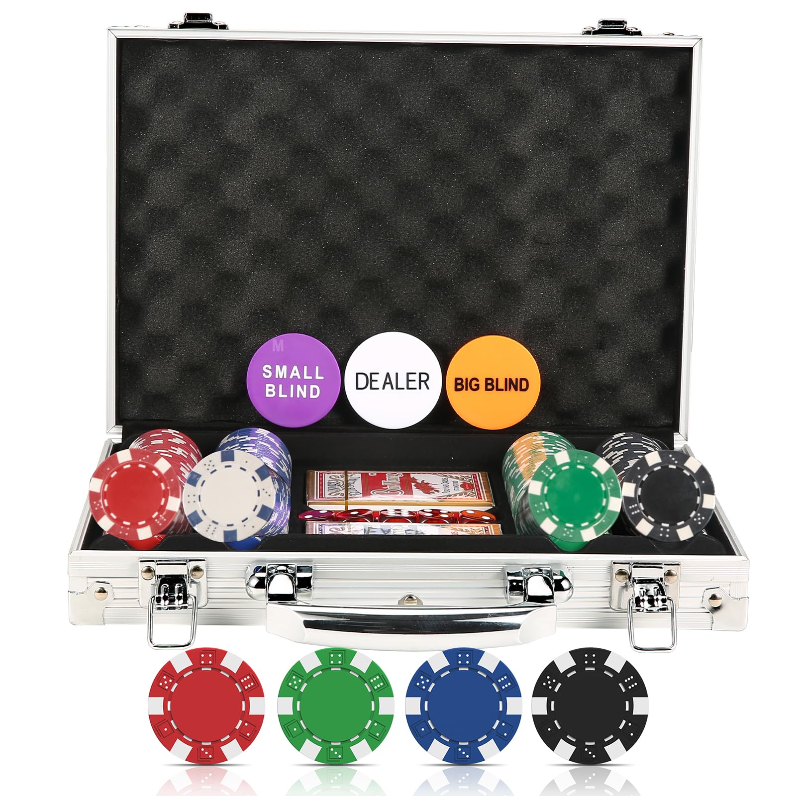 HEITOK Poker Chip Set 200 PCS for Beginners, Casino Poker Chips with Aluminum Case, 11.5 Gram Chips with Iron Insert for Texas Hold'em Blackjack Gambling