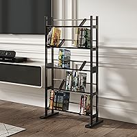 Atlantic Element Media Storage Rack (UPDATED)- Holds Up to 230 CDs or 150 DVDs, Contemporary Wood & Metal Design with Wide Feet for Greater Stability, Espresso (UPDATED)