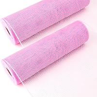 Ribbli 2 Rolls Light Pink Mesh Ribbon,10 inch x 30 feet(10Yard) Per Roll, Use for Wreath Swags Valentine’s Day Easter Decoration (Non-Metallic)