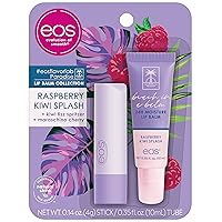 eos FlavorLab Super Soft Shea Lip Balm- Raspberry Kiwi Splash, Overnight Lip Mask and Lip Moisturizer, 24HR Hydration,2 Piece Set(Pack of 1)