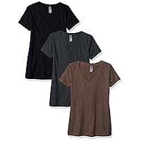 Clementine Apparel Women's Petite Plus Deep V Neck Tee (Pack of 3)