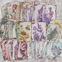 60pcs Vintage Scrapbooking Paper, Antique Looking Papers, Plants Flowers Art Collage Material Aesthetic Decorative Decoupage Paper for Junk Journal Supplies, Vintage Wall Decor, Photo Album, Craft