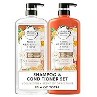 Herbal Essences, Volume Shampoo & Conditioner Kit with Natural Source Ingredients, For Fine Hair, Color Safe, Bio Renew White Grapefruit & Mosa Mint Naked Volume, 20.2 fl oz, Kit
