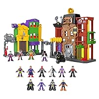 Bundle of Imaginext DC Super Friends Batman Figure 10 Characters & 10 Accessories + Batman Playset Crime Alley with Character Figures & Accessories for Pretend Play Ages 3+ Years (Amazon Exclusive)