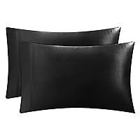Juicy Couture Satin Pillowcase for Hair and Skin, Black King Size Pillowcase Set of 2 - Silky Satin Cooling Pillow Covers with Envelope Closure