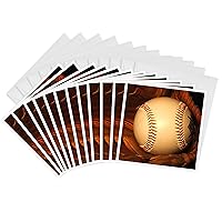 3dRose Baseball - Greeting Cards, 6 x 6 inches, set of 12 (gc_4387_2)