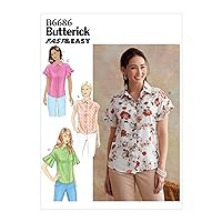 Butterick B6686E5 Very Easy Women's Sleeveless and Short Sleeve Blouse Sewing Patterns, Sizes 14-22