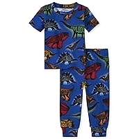 The Children's Place Baby Toddler Boys Short Sleeve Top and Pants Snug Fit 100% Cotton 2 Piece Pajama Sets