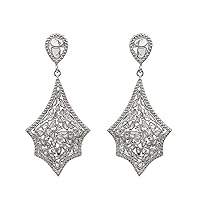 4.00 CTW Uncut Natural slice polki diamond Admirable Earrings - 925 Sterling Silver Platinum Plated, Valentine's Day Gift Jewelry
